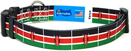 צווארון כלבים של קניה | דגל קניה | אבזם שחרור מהיר | מיוצר ב- NJ, ארהב | לכלבים בינוניים | רוחב 1 סנטימטר